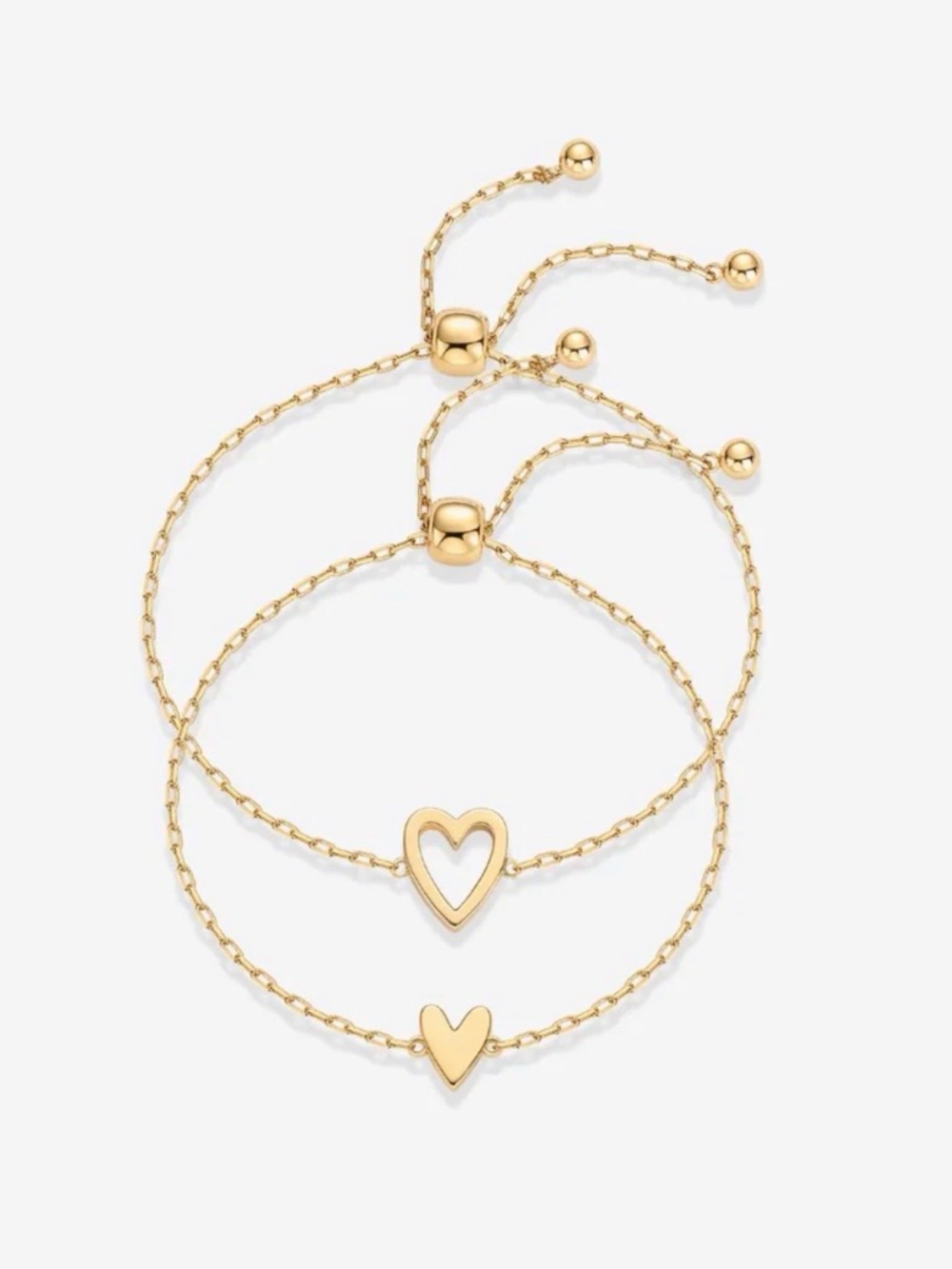 Gold Heart Bracelet Duo